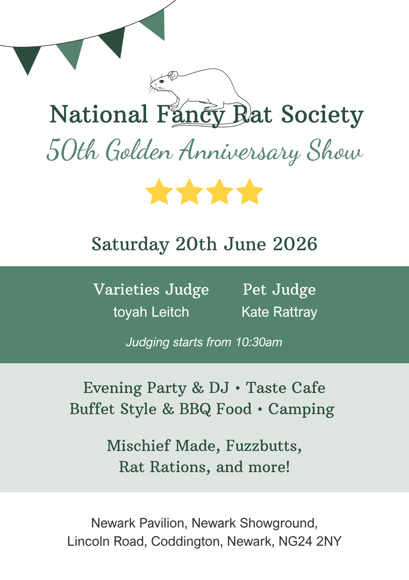 A poster advertising the four star show celebrating the 50th Anniversary of the NFRS, being held at Newark Show Ground on the 20th June 2026